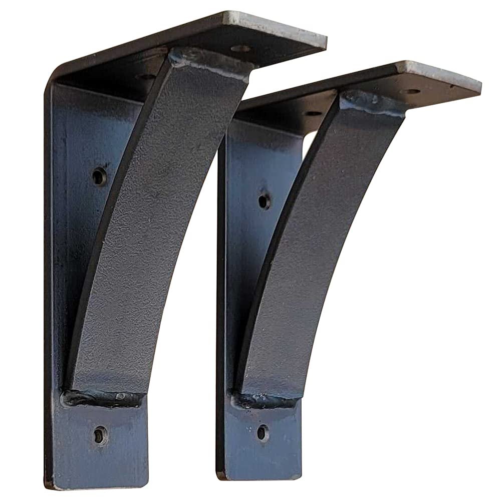 Rustic Red Door Co. Heavy Duty Fireplace Steel Mantel Brackets - Countertop Support - Hand Welded Bracket (Pack of 2) (5"x8"x2.5", Natural Steel)