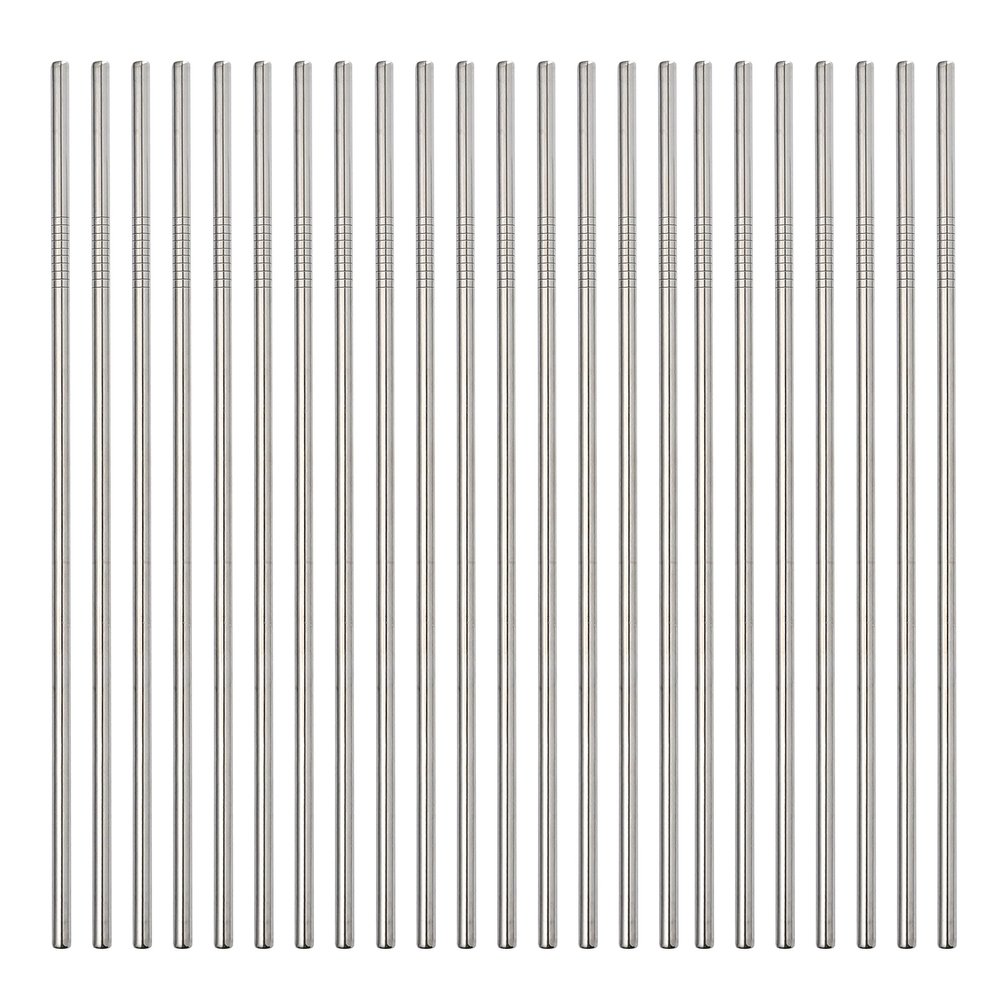 200Pack Reusable Metal Straight Straw In Bulk,Ultra Long 10.5" Reusable Stainless Steel Straight Straws for 30 oz & 20 oz Tumblers Yeti Water Bottle.Dishwasher Safe(10.5" - Silver, 200pcs - Straight)