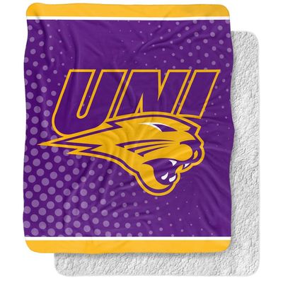 University of Northern Iowa Blanket, 50"x60" Logo Dots Silky Touch Sherpa Back Super Soft Throw Blanket
