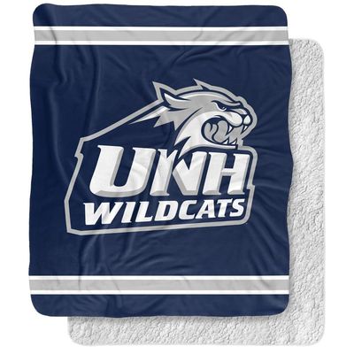 University of New Hampshire Blanket, 50"x60" Primary Logo Stripes Silky Touch Sherpa Back Super Soft Throw Blanket