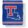 Louisiana Tech University Blanket, 50"x60" Primary Logo Stripes Silky Touch Sherpa Back Super Soft Throw Blanket view 1