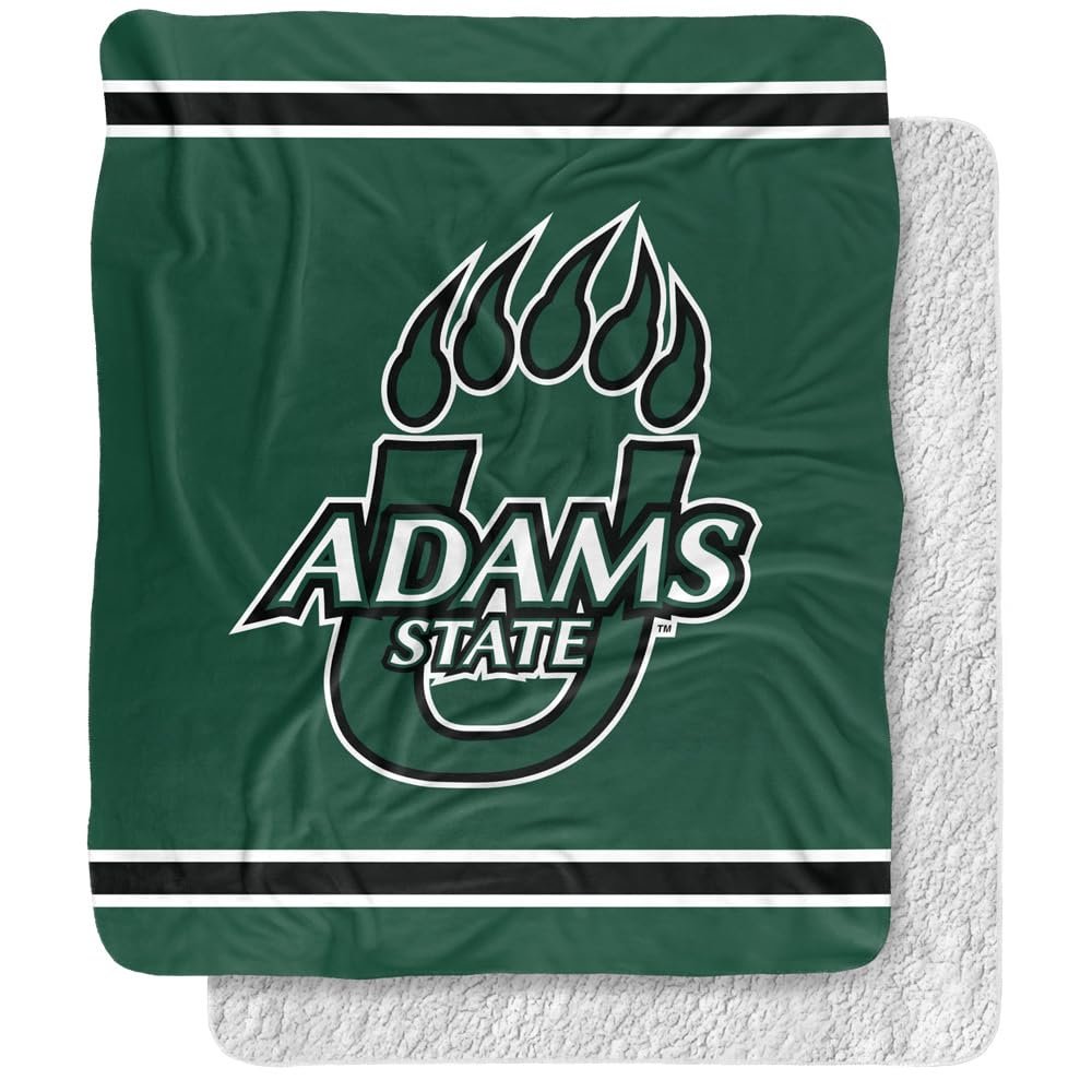 Adams State University Blanket, 50"x60" Primary Logo Stripes Silky Touch Sherpa Back Super Soft Throw Blanket