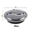 Nicole Fantini 48oz - 3 Compartment - Disposable Black Meal Prep/Bento Box with Clear Dome Lids - Round Plastic Meal Containers - Reusable Box : Perfect For Salad, Meal Prep and Fruits : Set of 150 view 2