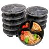 Nicole Fantini 48oz - 3 Compartment - Disposable Black Meal Prep/Bento Box with Clear Dome Lids - Round Plastic Meal Containers - Reusable Box : Perfect For Salad, Meal Prep and Fruits : Set of 150 view 4