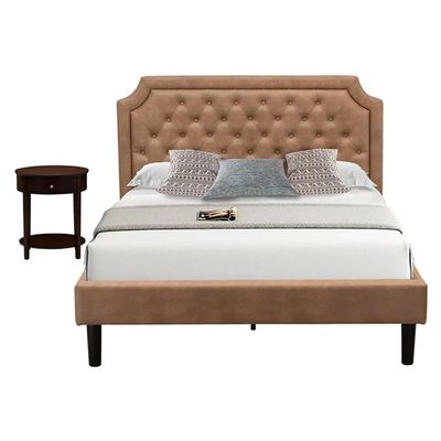 East West Furniture Granbury 2 Pieces Wooden Queen Bedroom Set in Brown/Mahogany
