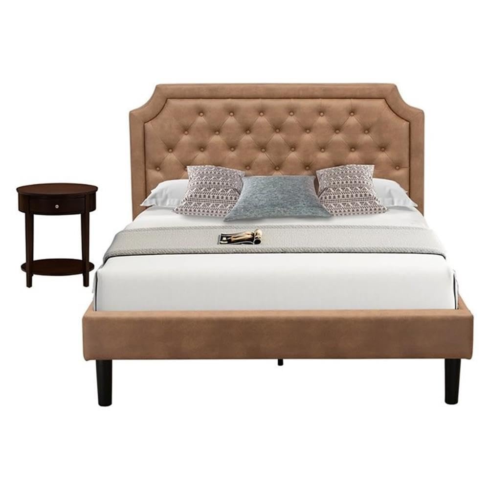 East West Furniture Granbury 2 Pieces Wooden Queen Bedroom Set in Brown/Mahogany
