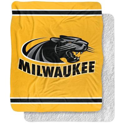 University of Wisconsin Milwaukee Blanket, 50"x60" Primary Logo Stripes Silky Touch Sherpa Back Super Soft Throw Blanket