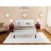 East West Furniture NL19Q-2GA13 3 Piece Queen Bedroom Set - Button Tufted Bed Frame - Linen white Velvet Fabric Upholstered Headboard and a Burgundy Finish Nightstand view 2