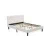 East West Furniture NL19Q-2GA13 3 Piece Queen Bedroom Set - Button Tufted Bed Frame - Linen white Velvet Fabric Upholstered Headboard and a Burgundy Finish Nightstand view 4