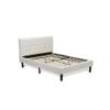East West Furniture NL19F-1VL14 2 Piece Bed Set - Button Tufted Full Size Bed - Linen white Velvet Fabric Upholstered Headboard and an Urban Gray Finish Nightstand view 4