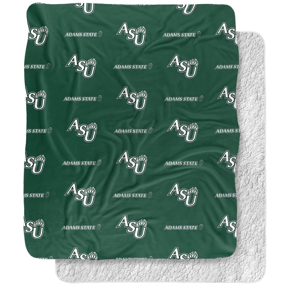 Adams State University Blanket, 50"x60" Logo Pattern Silky Touch Sherpa Back Super Soft Throw Blanket