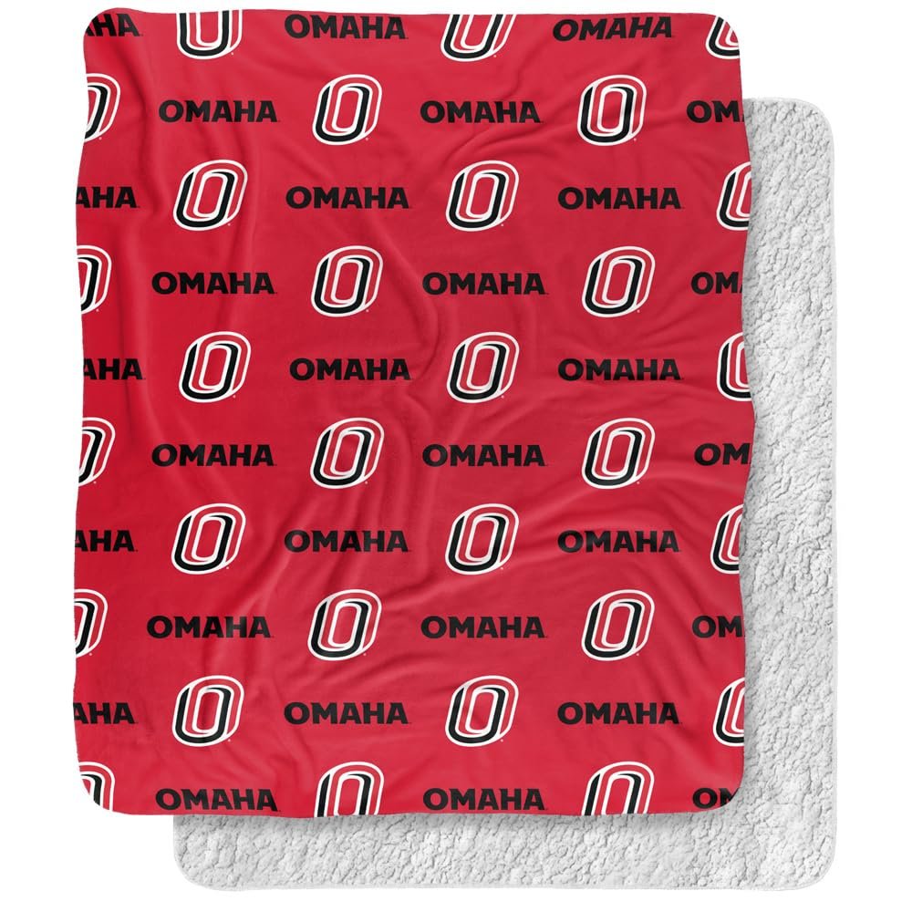 University of Nebraska at Omaha Blanket, 50"x60" Logo Pattern Silky Touch Sherpa Back Super Soft Throw Blanket