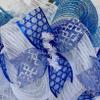 Shalom Wreath with Star of David Ribbons Handmade Deco Mesh. Available in 24 inch and 28 inch diameters. view 2
