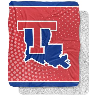 Louisiana Tech University Blanket, 50"x60" Logo Dots Silky Touch Sherpa Back Super Soft Throw Blanket
