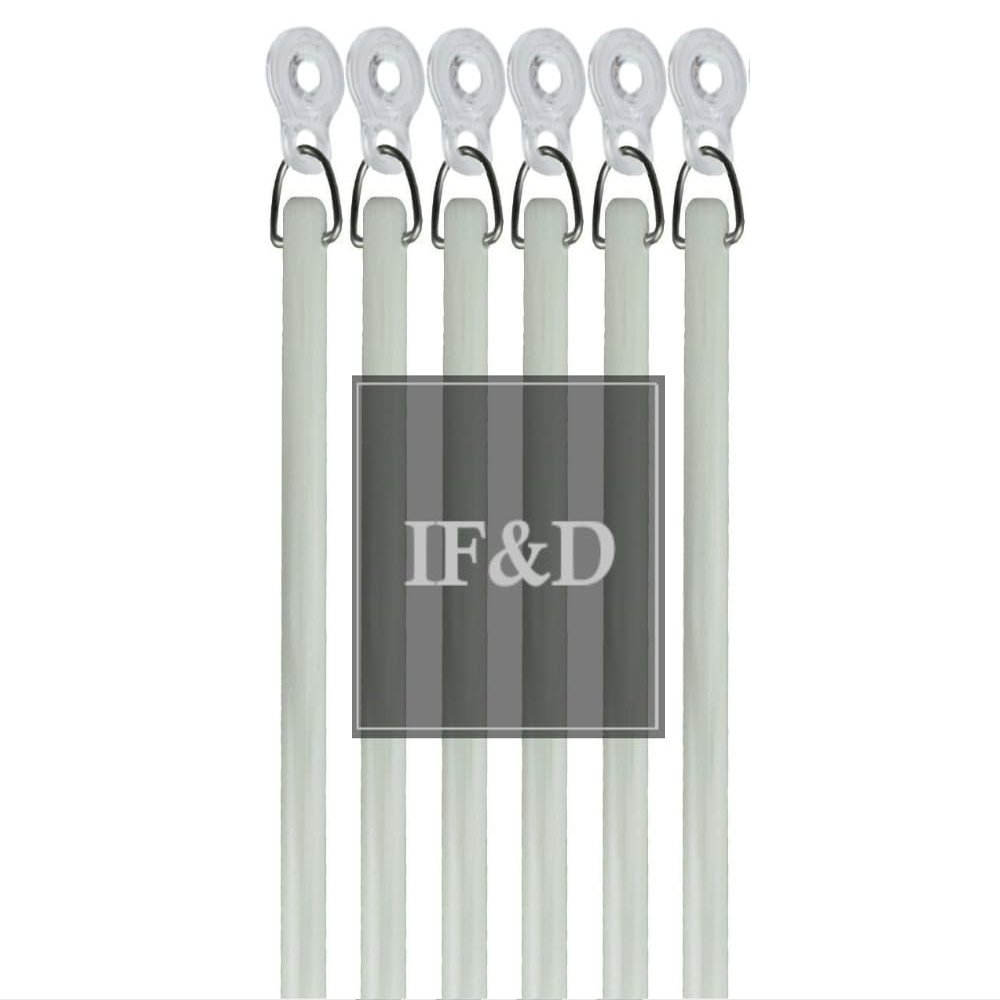 IF&D Fabrics and Drapes - 72 Inch - 6 Pack - White Fiberglass Drapery Curtain Pull Wands with Plastic Adapter - Style#10052