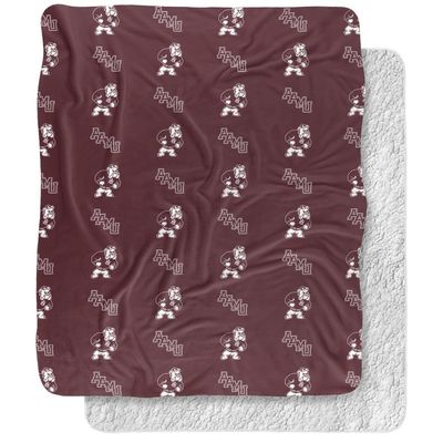 Alabama A & M University Blanket, 50"x60" Logo Pattern Silky Touch Sherpa Back Super Soft Throw Blanket