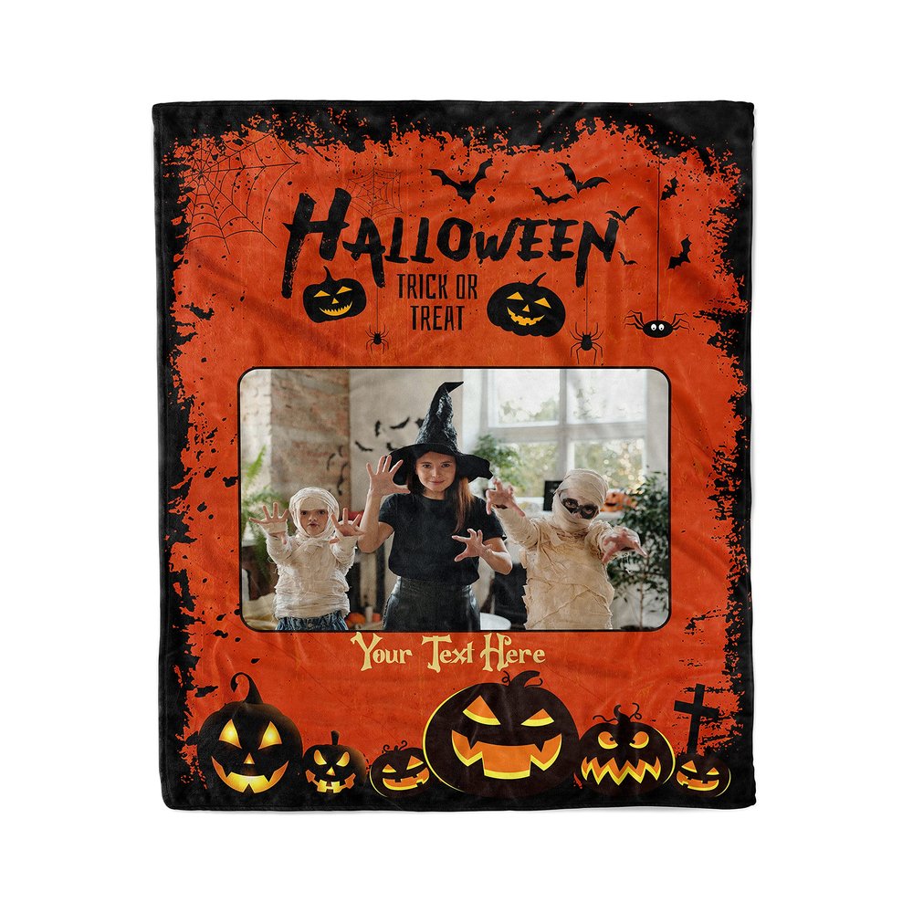 Launchigo Customized Halloween Throw Blankets. Spider Webs, Witch Brew, Ghost and Horror, Decorated Pumpkin Blanket. Fleece Blanket for Halloween.[Custom] (Halloween Blanket 08, 60" X 80")