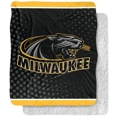 University of Wisconsin Milwaukee Blanket, 50"x60" Logo Dots Silky Touch Sherpa Back Super Soft Throw Blanket