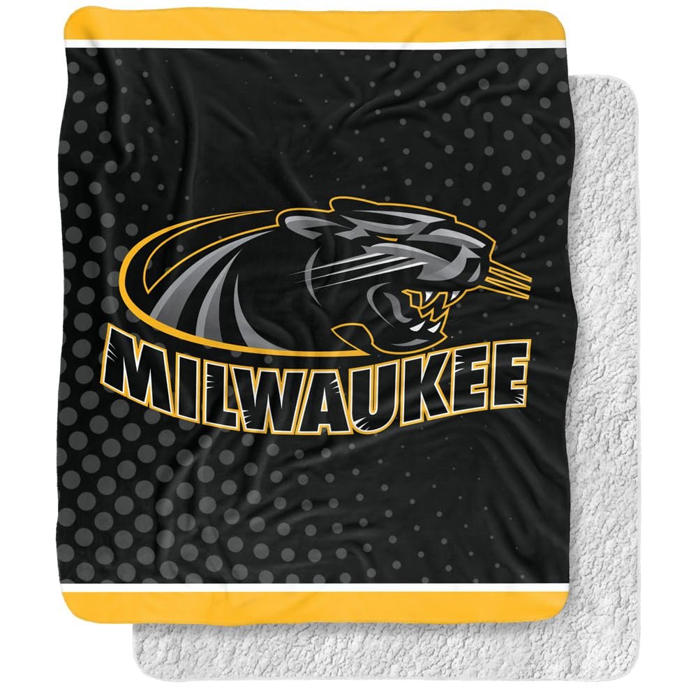 University of Wisconsin Milwaukee Blanket, 50"x60" Logo Dots Silky Touch Sherpa Back Super Soft Throw Blanket