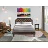 East West Furniture GB25Q-1BF07 2-Piece Granbury Bed Set with a Button Tufted Queen Size Bed and 1 Distressed Jacobean Modern Nightstand - Dark Brown faux Leather with Black Texture and Black Legs view 2