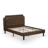 East West Furniture GB25Q-1BF07 2-Piece Granbury Bed Set with a Button Tufted Queen Size Bed and 1 Distressed Jacobean Modern Nightstand - Dark Brown faux Leather with Black Texture and Black Legs view 4