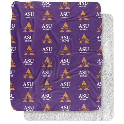 Alcorn State University Blanket, 50"x60" Logo Pattern Silky Touch Sherpa Back Super Soft Throw Blanket