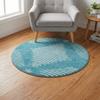 Rugs.com - Kai Rug 3 Ft Round Turquoise Easy-Clean Rug Coastal Style for Entryways, Bedrooms, and Small Spaces view 3