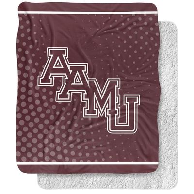 Alabama A & M University Blanket, 50"x60" Logo Dots Silky Touch Sherpa Back Super Soft Throw Blanket