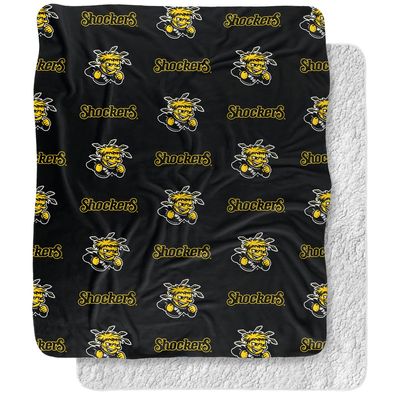 Wichita State University Blanket, 50"x60" Logo Pattern Silky Touch Sherpa Back Super Soft Throw Blanket