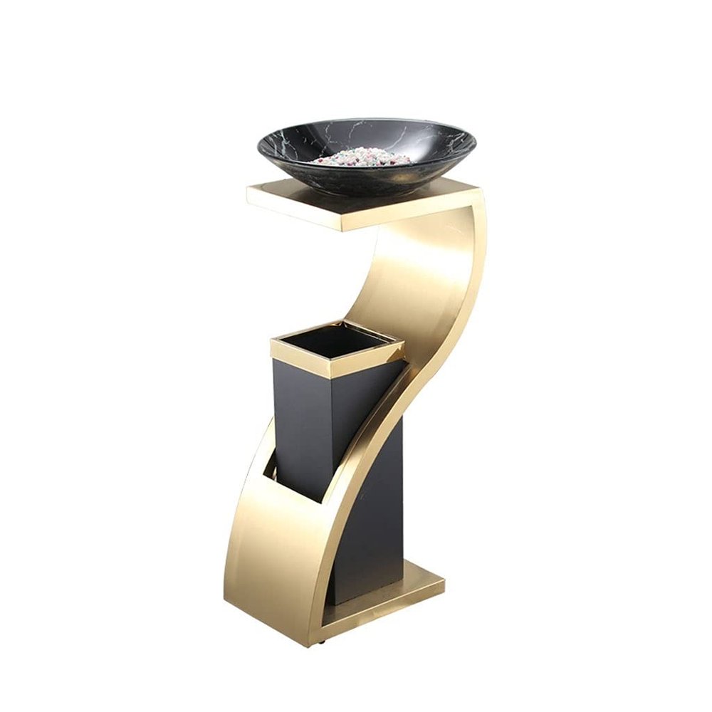YKHB Garbage Bin with Ashtray Fashion Trash Can Multi-Function Garbage Can 8L/2.1 Gallons Indoor Outdoor Or Commercial Use (Color : B)