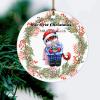 Our First Christmas Souvenir Ceramic Ornaments Custom Mr & Mrs Flower Wreath Double-Sided Printing 3x3 Inch Round Christmas Tree Decor Decoration Gift for New Year Indoor Holidays Celebration view 1