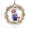 Our First Christmas Souvenir Ceramic Ornaments Custom Mr & Mrs Flower Wreath Double-Sided Printing 3x3 Inch Round Christmas Tree Decor Decoration Gift for New Year Indoor Holidays Celebration view 2