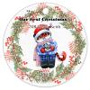 Our First Christmas Souvenir Ceramic Ornaments Custom Mr & Mrs Flower Wreath Double-Sided Printing 3x3 Inch Round Christmas Tree Decor Decoration Gift for New Year Indoor Holidays Celebration view 4