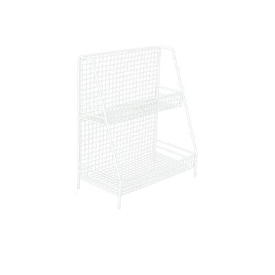 LCJQ Home Bookshelf File Holder Home Office Desk Organizer, Storage Shelves Chicken Wire Mail Organizer and Magazine Holder, Metal,2-Shelf Shelving Units Shelves (Color : White)