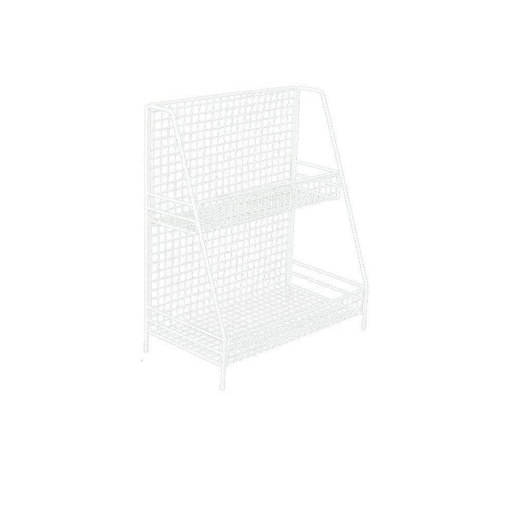 LCJQ Home Bookshelf File Holder Home Office Desk Organizer, Storage Shelves Chicken Wire Mail Organizer and Magazine Holder, Metal,2-Shelf Shelving Units Shelves (Color : White)