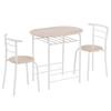 3 Piece Dining Table Set Kitchen Wood Dining Table Furniture Set and 2 Chairs Wooden Round Table & Chair Set Compact Space with Steel Frame and Wine Rack for Kitchen, Dining Room (Ship from USA) view 1