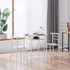 3 Piece Dining Table Set Kitchen Wood Dining Table Furniture Set and 2 Chairs Wooden Round Table & Chair Set Compact Space with Steel Frame and Wine Rack for Kitchen, Dining Room (Ship from USA) view 2