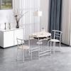 3 Piece Dining Table Set Kitchen Wood Dining Table Furniture Set and 2 Chairs Wooden Round Table & Chair Set Compact Space with Steel Frame and Wine Rack for Kitchen, Dining Room (Ship from USA) view 3