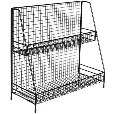LCJQ Home Bookshelf File Holder Home Office Desk Organizer, Storage Shelves Chicken Wire Mail Organizer and Magazine Holder, Metal,2-Shelf Shelving Units Shelves (Color : Black)