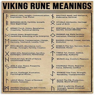 Viking Rune Meanings Knowledge Metal Tin Sign,Garage Man Cave Decoration Club Bar Sign Novelty And Interesting Bathroom Wall Decoration 12X18 Inches