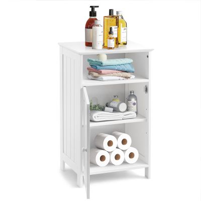 Safeplus Small Floor Storage Cabinet/Organizer with Drawer and Door, For Bathroom & Toilet, White