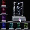 YWHL 3D Engraving Crystal Cube Tulip Flower with LED Base Mothers Day Birthday Gifts for Women Mom Wife view 2