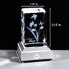 YWHL 3D Engraving Crystal Cube Tulip Flower with LED Base Mothers Day Birthday Gifts for Women Mom Wife view 3