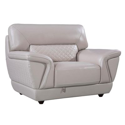 American Eagle Furniture EK099 Light Gray Color with Italian Leather Chair and Wooden Legs