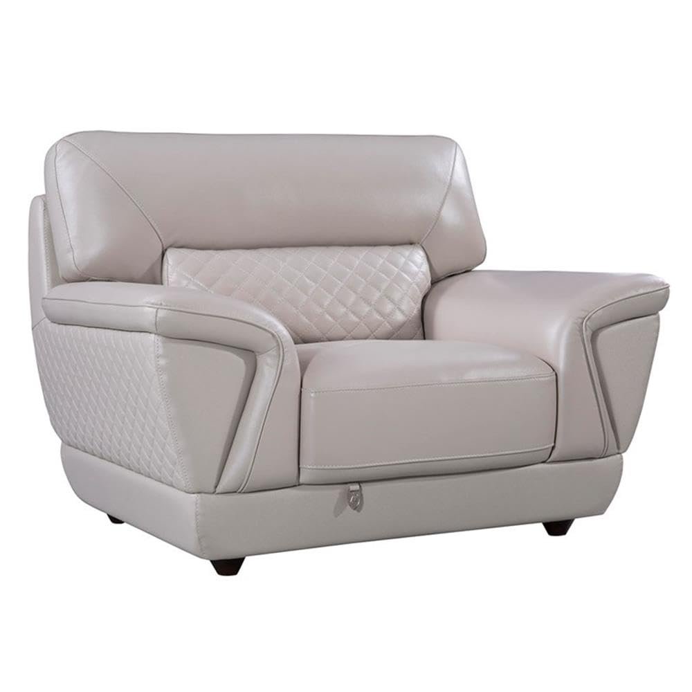 American Eagle Furniture EK099 Light Gray Color with Italian Leather Chair and Wooden Legs