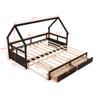 XIONGGG Daybed with Trundle Bed & Two Storage Drawers, Wooden House Bed Twin to King Design, Extending Bed for Kids/Teens, No Box Spring Required (Espresso-2) view 2