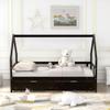XIONGGG Daybed with Trundle Bed & Two Storage Drawers, Wooden House Bed Twin to King Design, Extending Bed for Kids/Teens, No Box Spring Required (Espresso-2) view 3