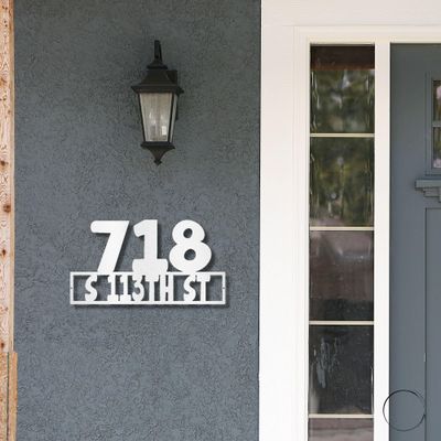Address Personalized Steel Wall Sign Metal Art White / 15"