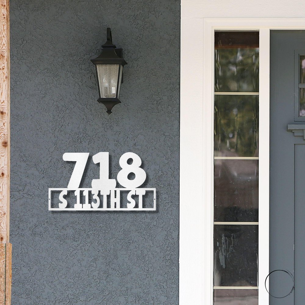 Address Personalized Steel Wall Sign Metal Art White / 15"