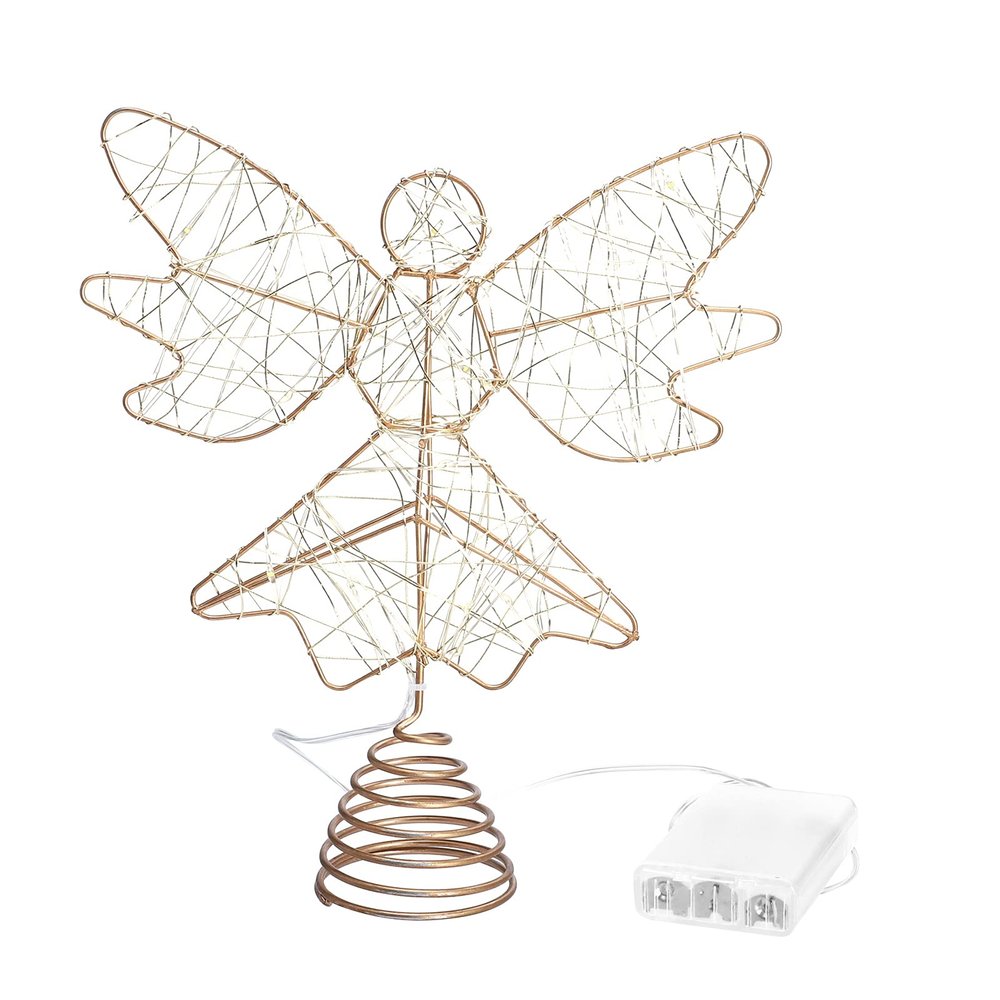 LUOZZY Christmas Angel Tree Topper Light Iron Angel Craft for Xmas Tree Topper Decoration
